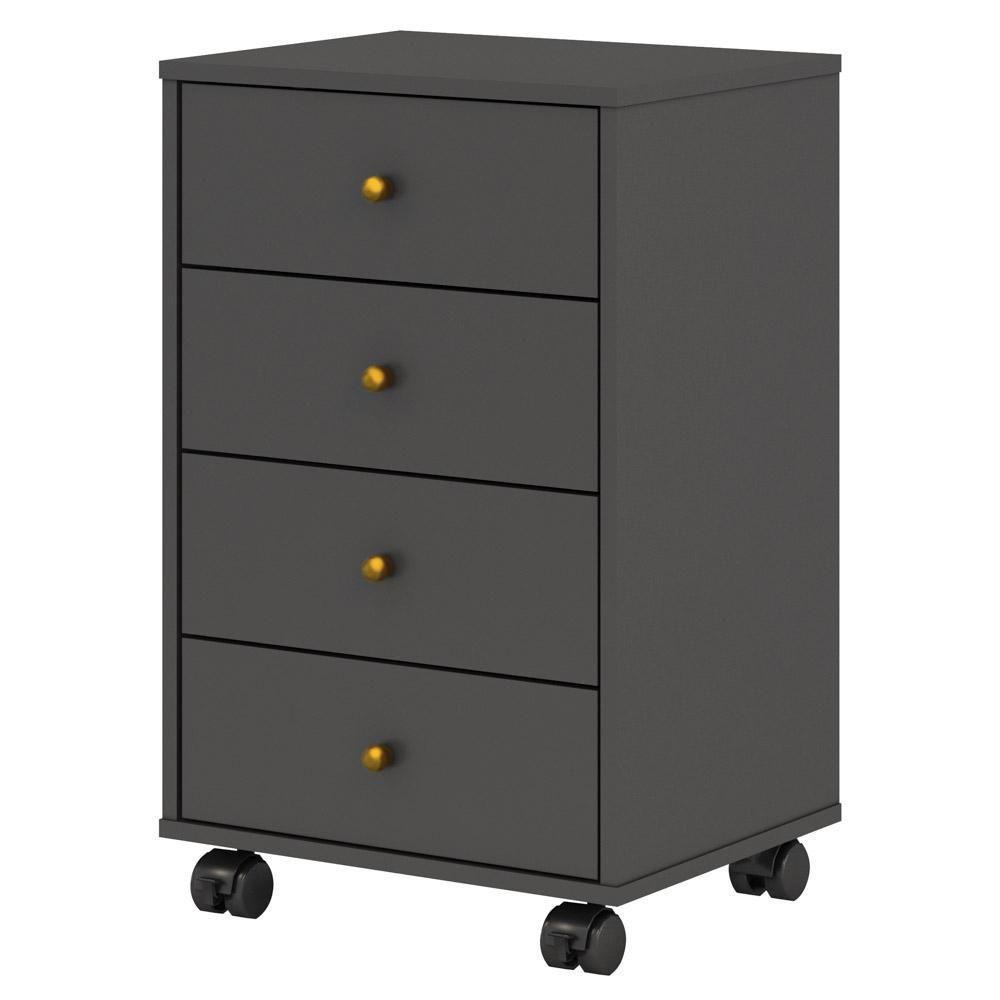 Mesa De Cabeceira 4 Gavetas Presence D02 Grafito - Mpozenato - 1