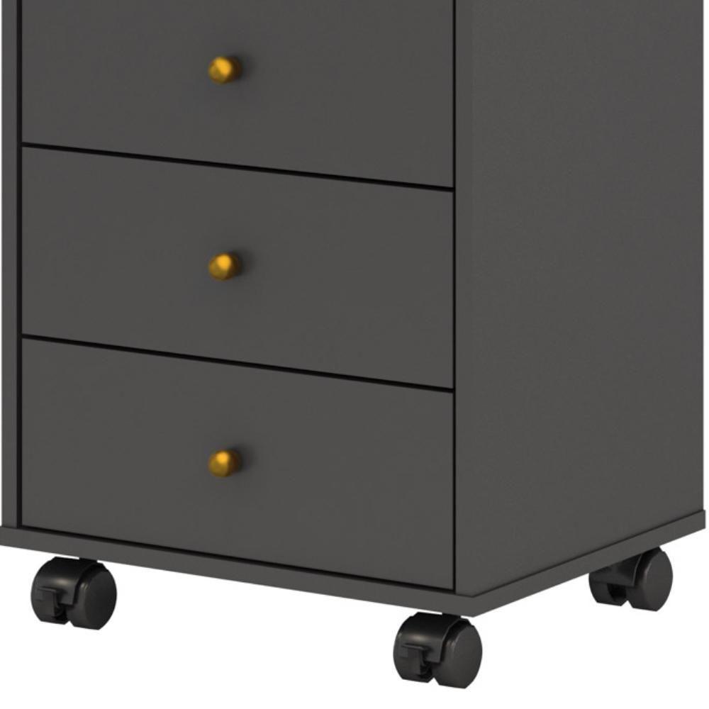 Mesa De Cabeceira 4 Gavetas Presence D02 Grafito - Mpozenato - 3