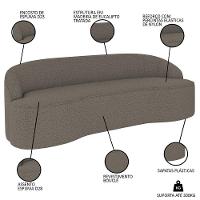 Sofá 3 Lugares Para Sala De Estar Living 180cm Theo D06 Bouclê Castor - Mpozenato - 3