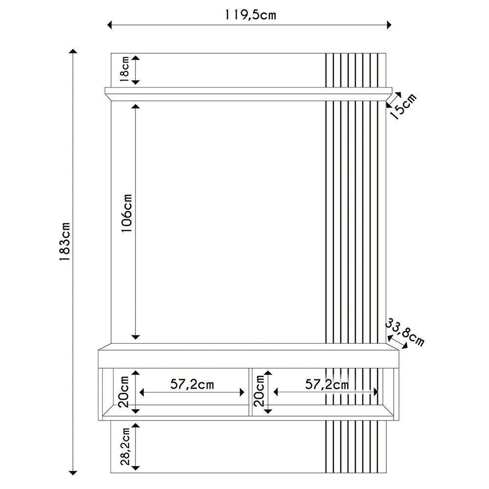Painel Para Tv 45 Pol Com Bancada Suspensa 120cm Jade Freijó/off White - Caemmun - 4