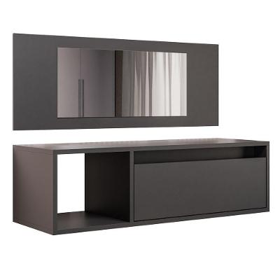 Penteadeira Camarim Com Espelho Suspensa 90cm 1 Porta Elle M24 Preto - Mpozenato