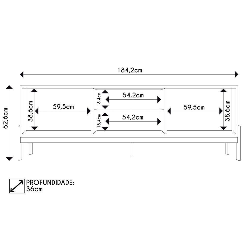 Rack Para Sala Bancada De Tv 72 Pol Ripado 184cm Tannen Freijó/off White - Caemmun - 4