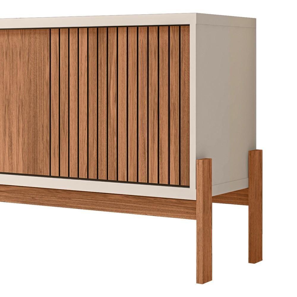 Rack Para Sala Bancada De Tv 72 Pol Ripado 184cm Tannen Freijó/off White - Caemmun - 7