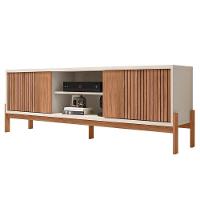 Rack Para Sala Bancada De Tv 72 Pol Ripado 184cm Tannen Freijó/off White - Caemmun - 1