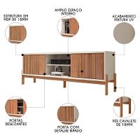 Rack Para Sala Bancada De Tv 72 Pol Ripado 184cm Tannen Freijó/off White - Caemmun - 3