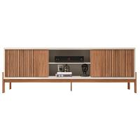 Rack Para Sala Bancada De Tv 72 Pol Ripado 184cm Tannen Freijó/off White - Caemmun - 5