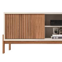 Rack Para Sala Bancada De Tv 72 Pol Ripado 184cm Tannen Freijó/off White - Caemmun - 6