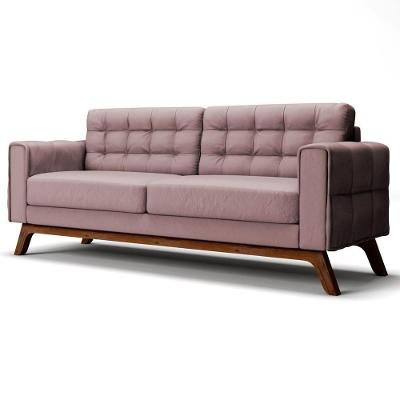 Sofá 180 Cm 3 Lugares Sandero C-305 Veludo Rosê - Domi