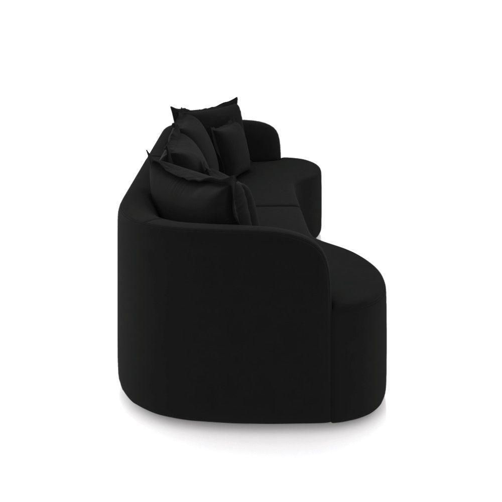 Sofá 4 Lugares Orgânico Living 250cm Mersa Veludo K01 D'rossi Preto - 6