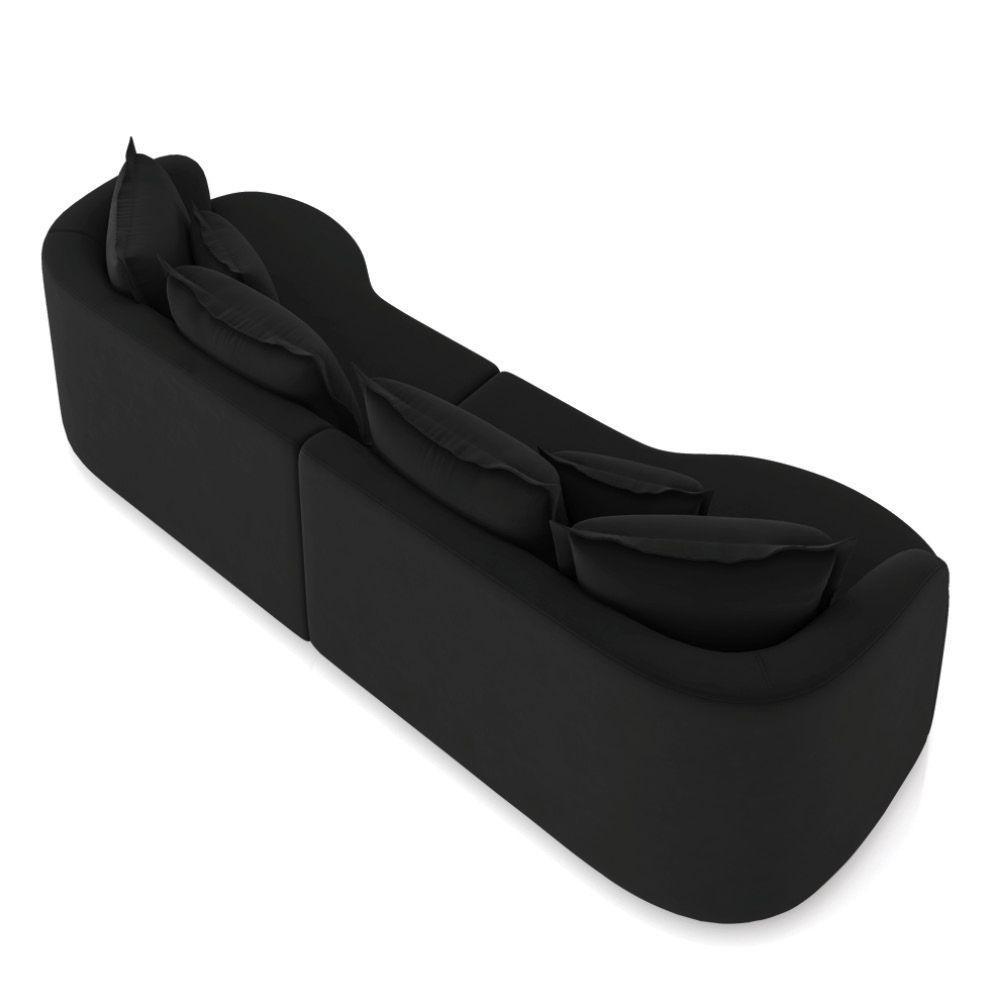 Sofá 4 Lugares Orgânico Living 250cm Mersa Veludo K01 D'rossi Preto - 7