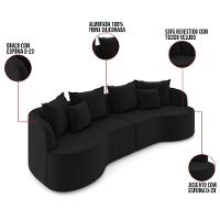 Sofá 4 Lugares Orgânico Living 250cm Mersa Veludo K01 D'rossi Preto - 3