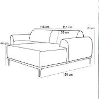 Sofá 230cm 4 Lugares Com Chaise Direito Pés Gold Molino C-416 Linho Cinza Escuro - Domi