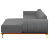 Sofá 230cm 4 Lugares Com Chaise Direito Pés Gold Molino C-416 Linho Cinza Escuro - Domi - 6