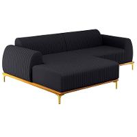 Sofá 230cm 4 Lugares Com Chaise Esquerdo Pés Gold Molino D-465 Linho Chumbo - Domi - 1