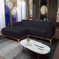 Sofá 230cm 4 Lugares Com Chaise Esquerdo Pés Gold Molino D-465 Linho Chumbo - Domi - 2