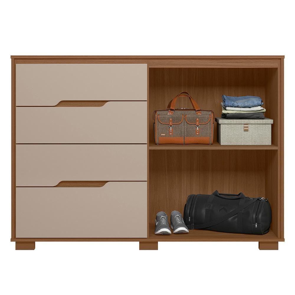 Cômoda Para Quarto 147cm Com 4 Gavetas Rusk Carvalho-fendi Z17 - Mpozenato - 5
