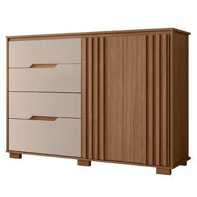 Cômoda Para Quarto 147cm Com 4 Gavetas Rusk Carvalho-fendi Z17 - Mpozenato
