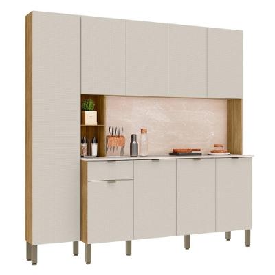 Cozinha Compacta Com Balcão 200cm Louvre Z06 Freijó-soft - Mpozenato