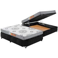 Cama Box Baú Casal: Colchão Espuma Polar D28 Pérola + Base CRC Suede Black(138x188) - 1