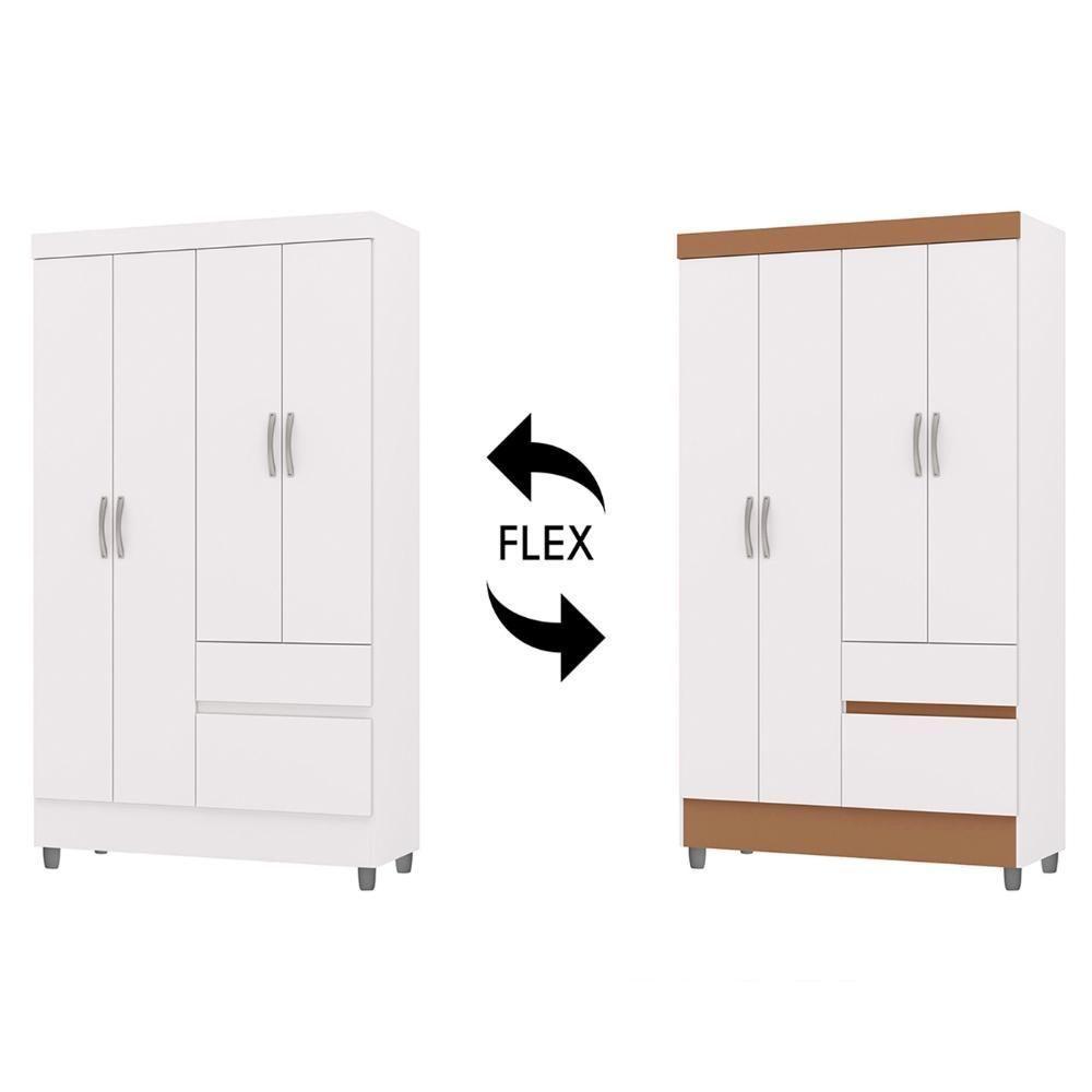 Guarda Roupa Solteiro 103cm Com 4 Portas Ideal Flex Branco - Vila Rica - 5