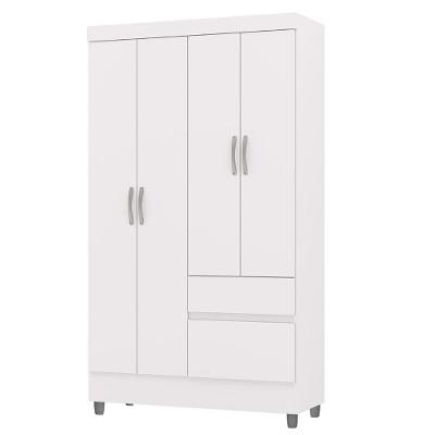 Guarda Roupa Solteiro 103cm Com 4 Portas Ideal Flex Branco - Vila Rica