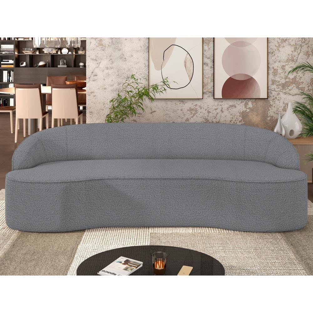 Sofá 3 Lugares Para Sala De Estar Living 210cm Theo D06 Bouclê Cinza - Mpozenato - 2