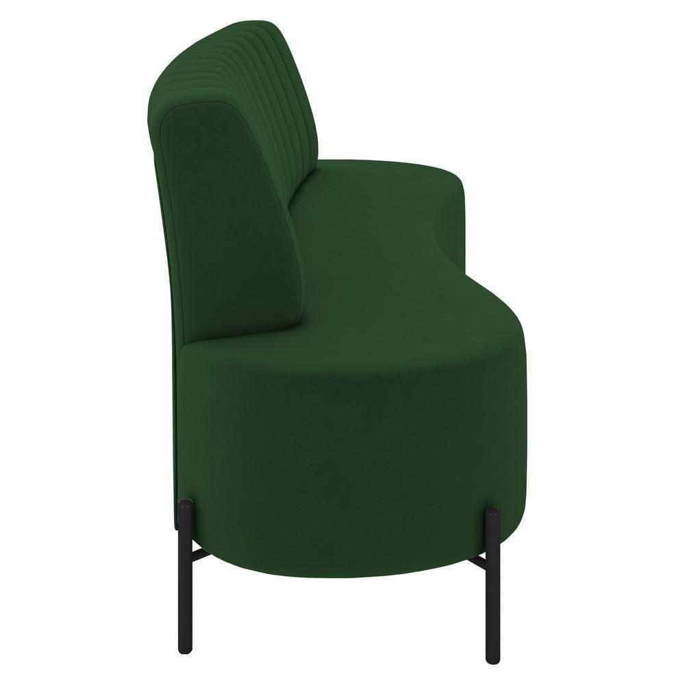 Sofá 2 Lugares 160cm Pés Aço Preto Tamar Z08 Veludo Verde - Mpozenato - 6