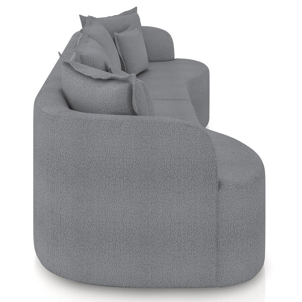 Sofá 3 Lugares 210cm Orgânico Quito Z08 Boucle Grafite - Mpozenato - 7
