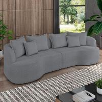 Sofá 3 Lugares 210cm Orgânico Quito Z08 Boucle Grafite - Mpozenato - 2