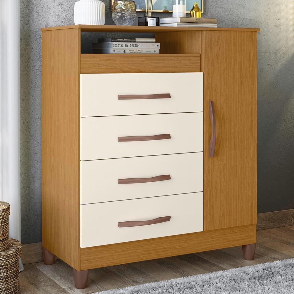 Cômoda Para Quarto 1 Porta 84cm Franci A02 Off-cinamomo - Mpozenato - 2