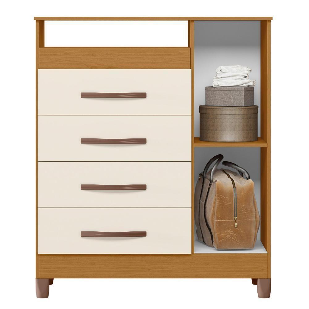 Cômoda Para Quarto 1 Porta 84cm Franci A02 Off-cinamomo - Mpozenato - 5