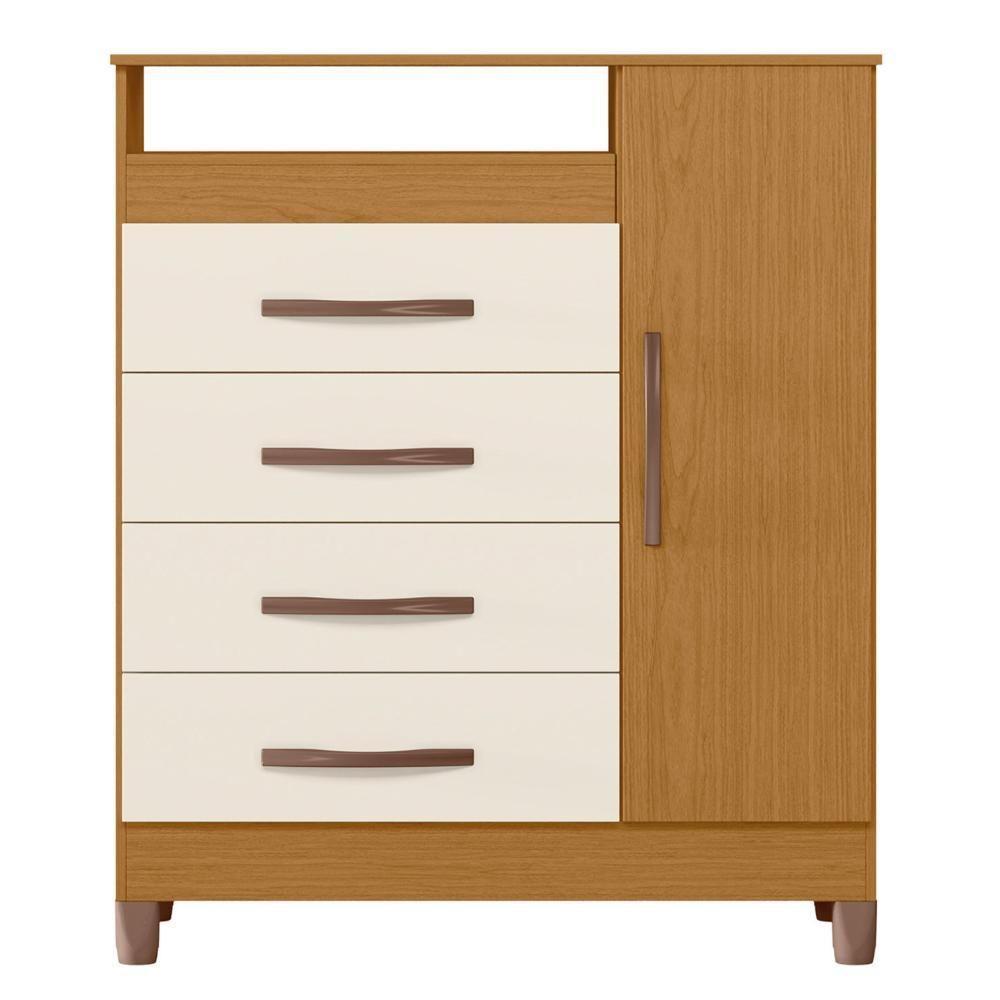 Cômoda Para Quarto 1 Porta 84cm Franci A02 Off-cinamomo - Mpozenato - 6