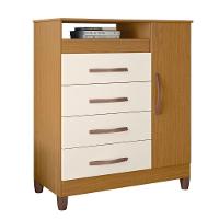 Cômoda Para Quarto 1 Porta 84cm Franci A02 Off-cinamomo - Mpozenato - 1