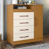 Cômoda Para Quarto 1 Porta 84cm Franci A02 Off-cinamomo - Mpozenato - 2