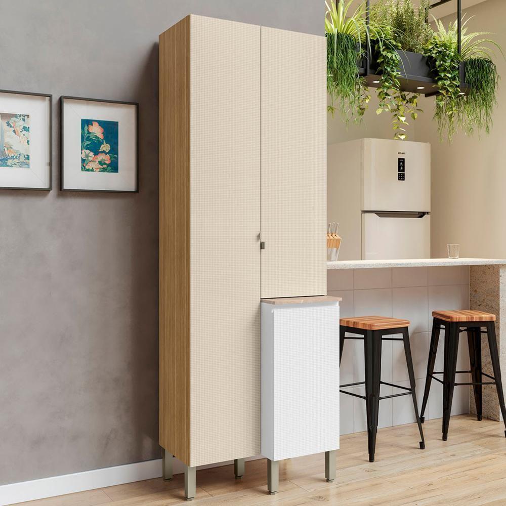 Paneleiro De Cozinha 3 Portas Minsk Branco/soft/freijó Z06 - Mpozenato - 2