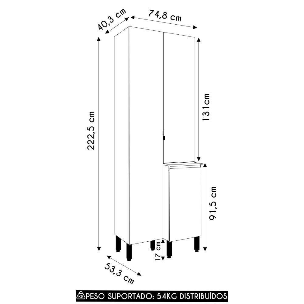 Paneleiro De Cozinha 3 Portas Minsk Branco/soft/freijó Z06 - Mpozenato - 4