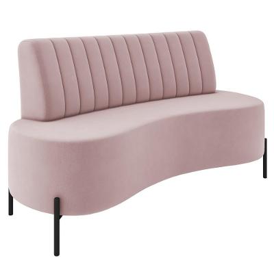 Sofá 2 Lugares 160cm Pés Aço Preto Tamar Z08 Veludo Rosê - Mpozenato