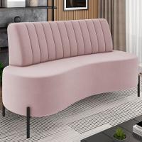 Sofá 2 Lugares 160cm Pés Aço Preto Tamar Z08 Veludo Rosê - Mpozenato - 2