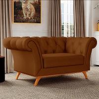 Sofá 150cm 2 Lugares Base Madeira Império C-262 Veludo Telha - Domi - 2