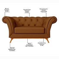 Sofá 150cm 2 Lugares Base Madeira Império C-262 Veludo Telha - Domi - 3