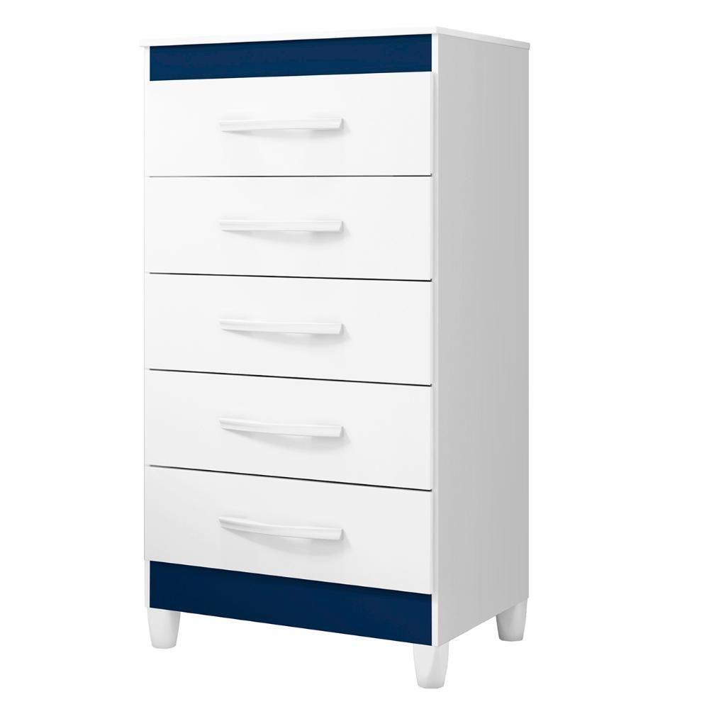 Cômoda Para Quarto 5 Gavetas 56cm Thais Flex A02 Branco - Mpozenato - 10