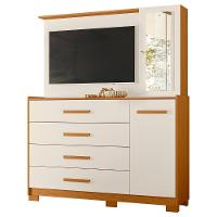 Cômoda Para Quarto Com Painel Tv 43 Pol Azaleia A02 Off-cinamomo - Mpozenato - 1