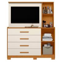 Cômoda Para Quarto Com Painel Tv 43 Pol Azaleia A02 Off-cinamomo - Mpozenato - 5