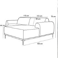 Sofá 230cm 4 Lugares Com Chaise Direito Pés Gold Molino C-276 Veludo Terra - Domi