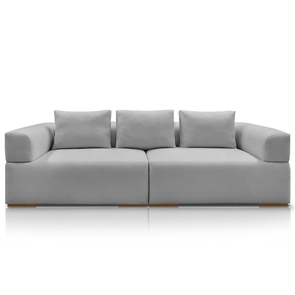 Sofá 4 Lugares Sala De Estar 260cm Willy S06 Linho Grigio - Mpozenato - 5