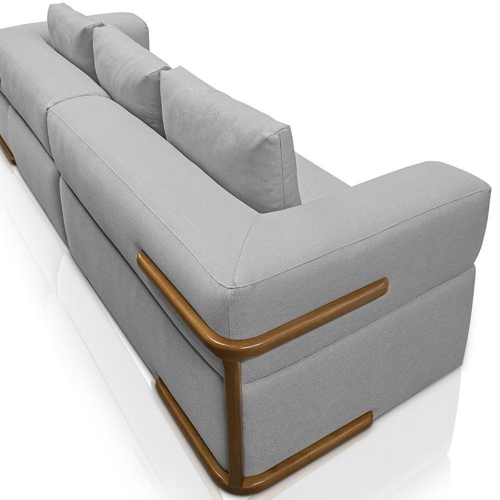 Sofá 4 Lugares Sala De Estar 260cm Willy S06 Linho Grigio - Mpozenato - 8