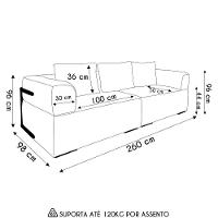 Sofá 4 Lugares Sala De Estar 260cm Willy S06 Linho Grigio - Mpozenato