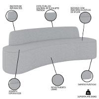 Sofá 3 Lugares Para Sala De Estar Living 180cm Koane D06 Linho Cinza Claro - Mpozenato - 3