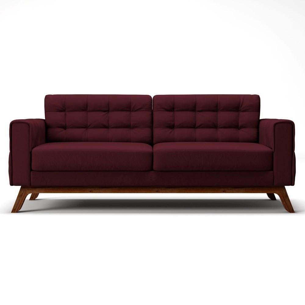 Sofá 230 Cm 3 Lugares Sandero C-278 Veludo Marsala - Domi - 3