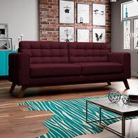 Sofá 230 Cm 3 Lugares Sandero C-278 Veludo Marsala - Domi - 2